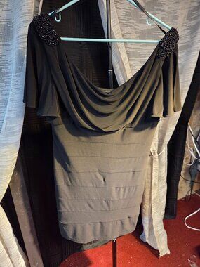 Needs Some Love CACHET Black Dress With Sholder Features Size Unknown